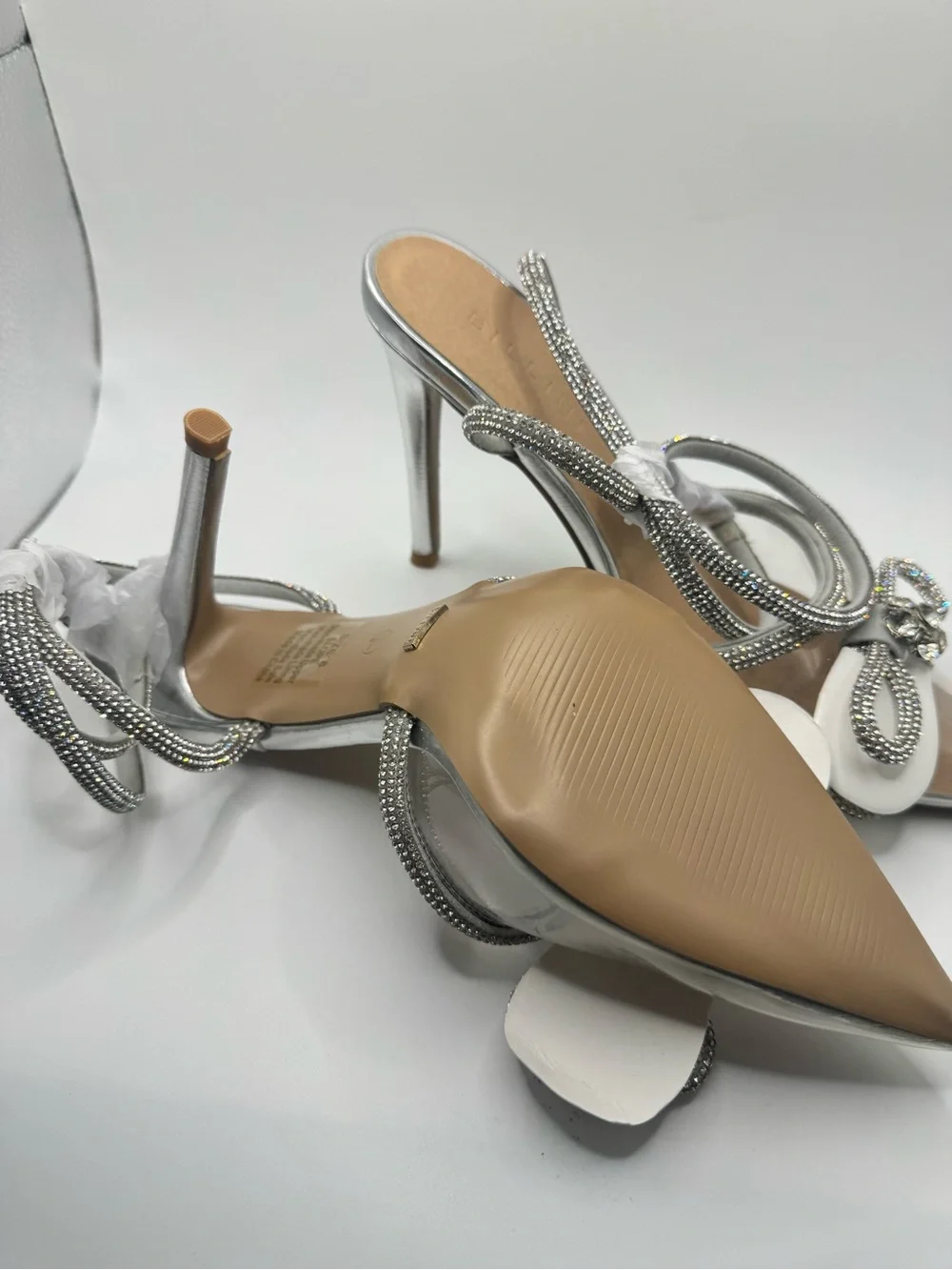 Bellini White & Silver Crystal Bow Pointed-Toe Heels